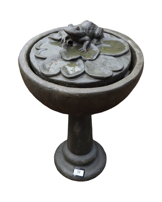 Frog Fountain on Pedestal - Outdoor Living