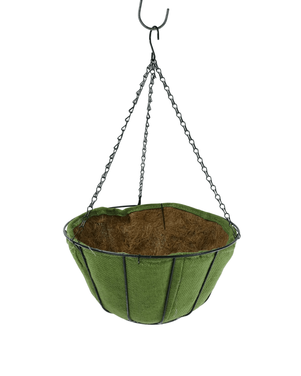 Round Hanging Basket Green Jute/Coco Liner - Hardgoods