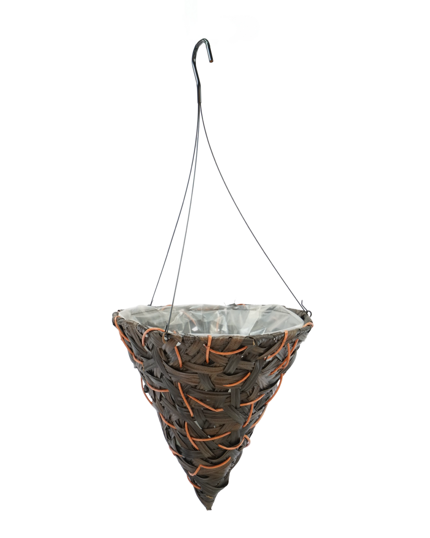 Woven Plastic Hanging Basket Brown