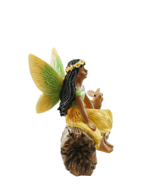 Fairy and Friends on Log - The Garden Corner