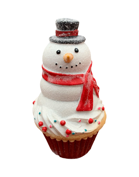 Resin Cupcake Snowman - The Garden Corner