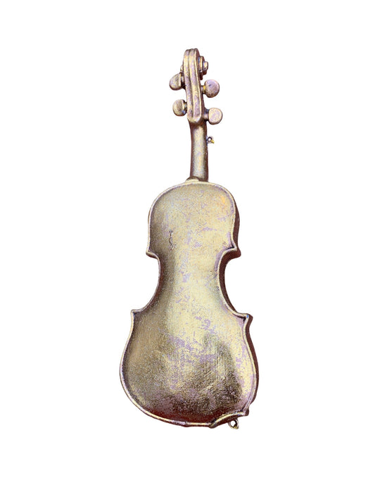 Gilded Plastic Violin Ornament - The Garden Corner