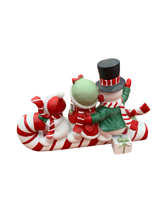 Snowman Family on Candy Cane - The Garden Corner