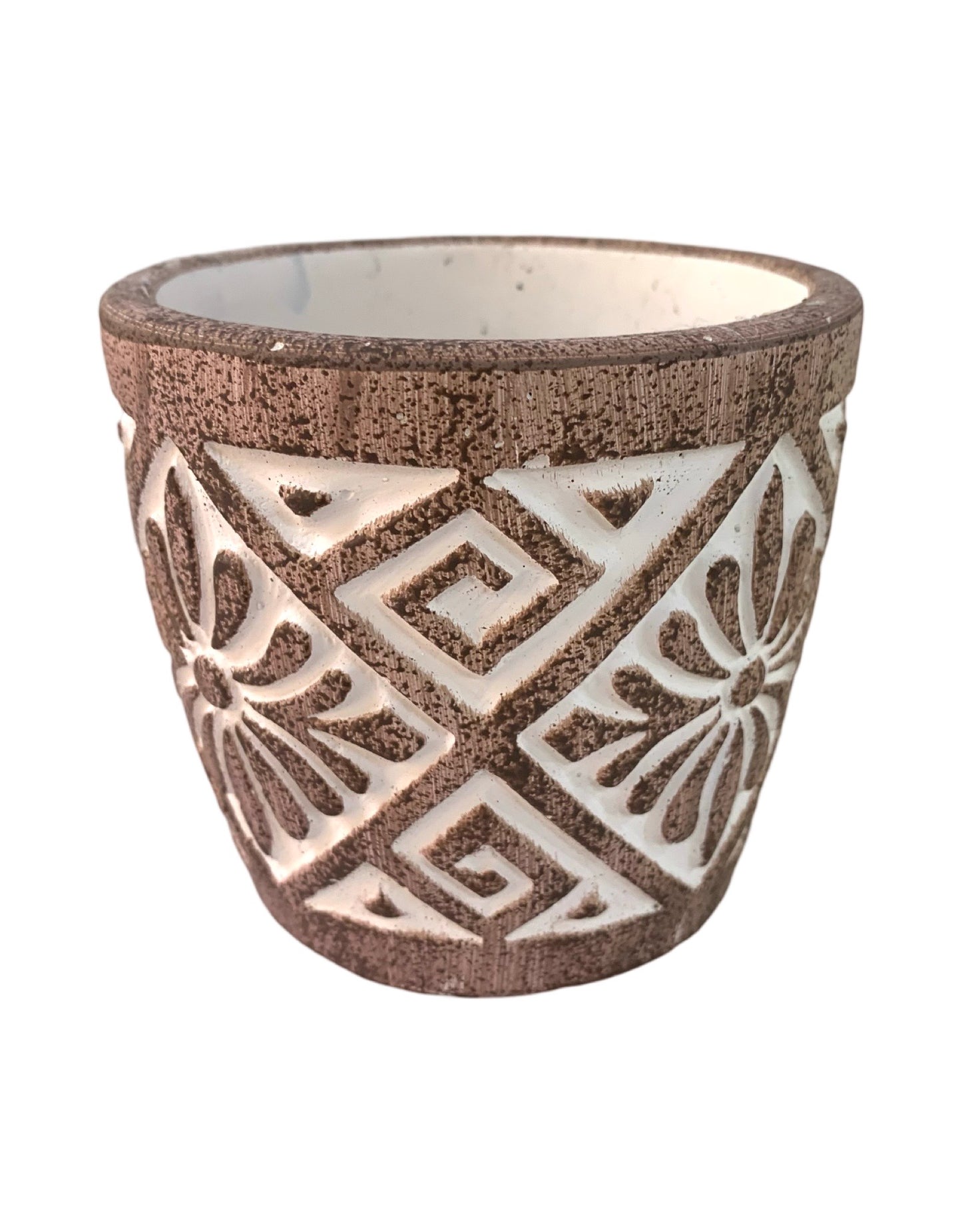 Concrete Floral Medallion Brown/Cream Pot