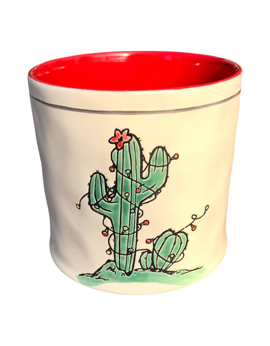 Cactus w/Christmas Lights Pot - The Garden Corner