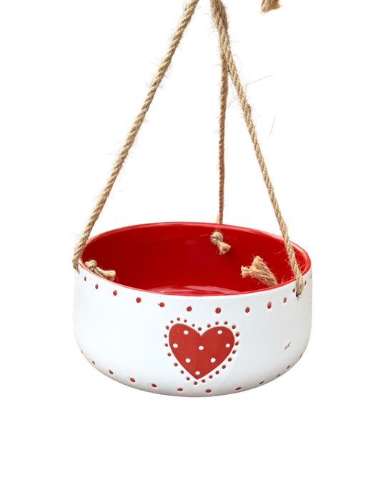 Red Country Heart Hanging Pot - The Garden Corner