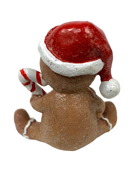 Resin Gingerbread Man w/Candy Cane - The Garden Corner
