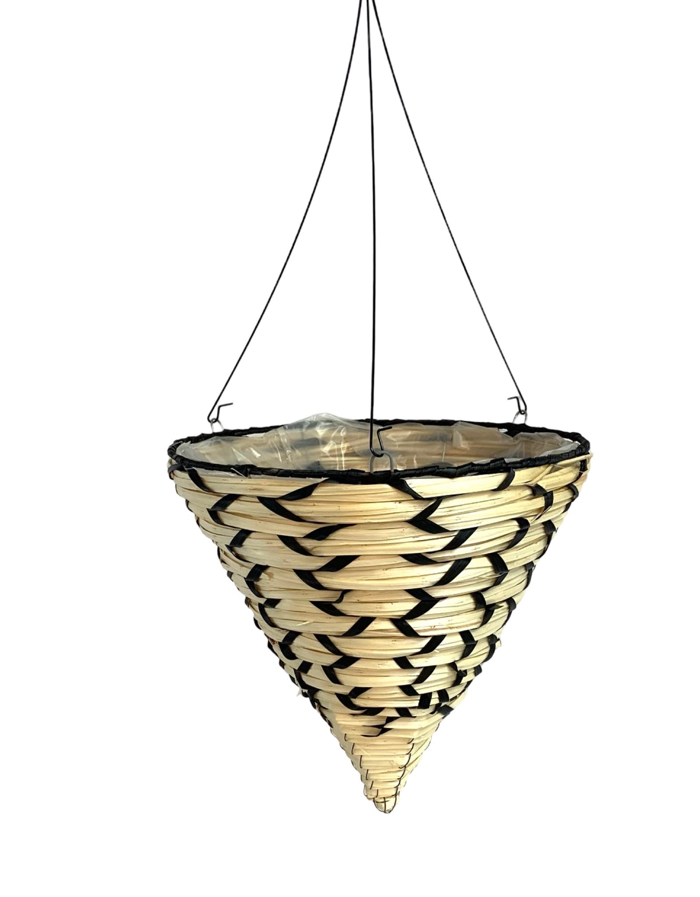 Hanging Cone Basket White/Black Trim - Outdoor Living