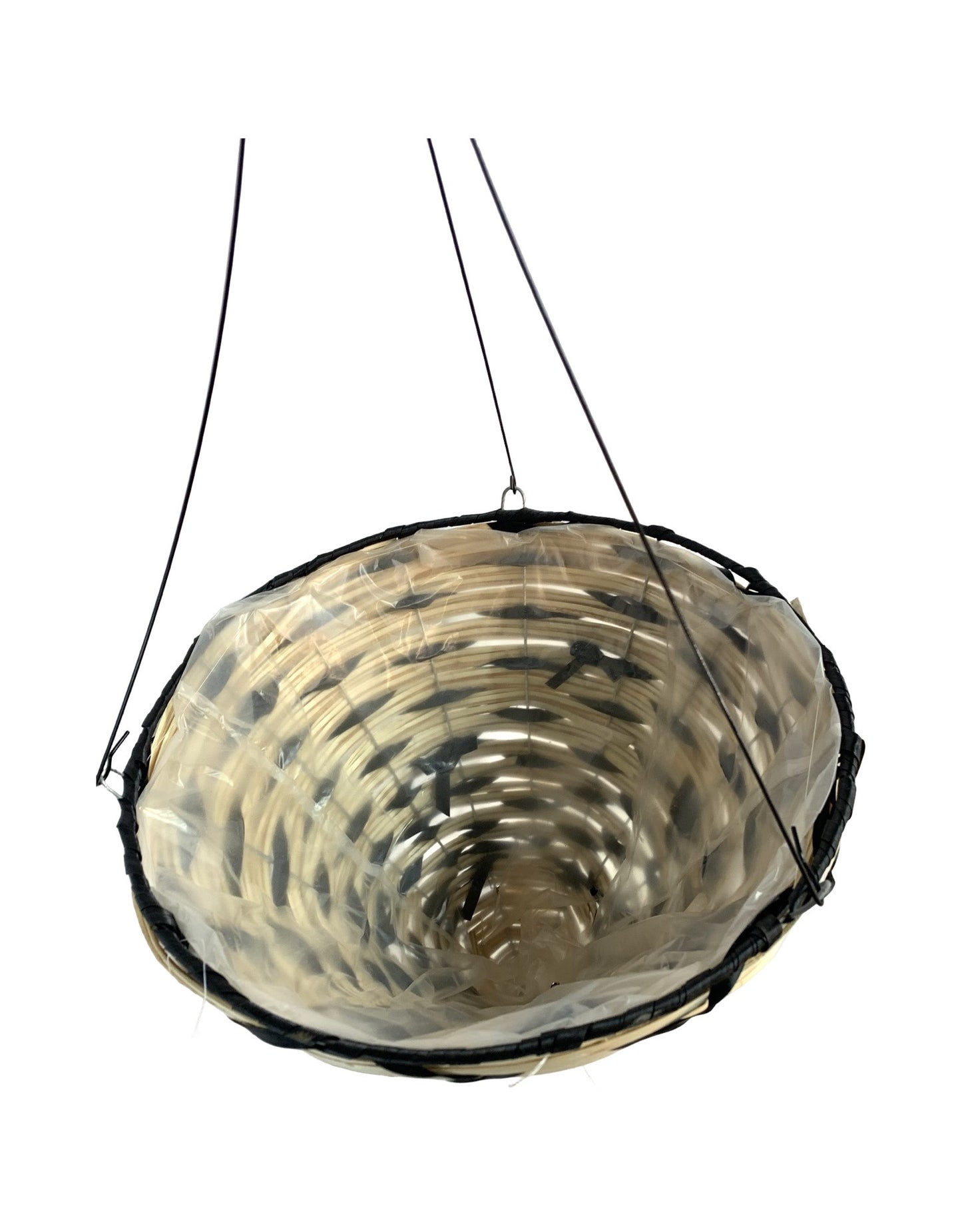 Hanging Cone Basket White/Black Trim - The Garden Corner