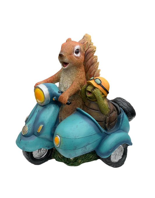 Motorcycle Squirrel w/sidecar - The Garden Corner