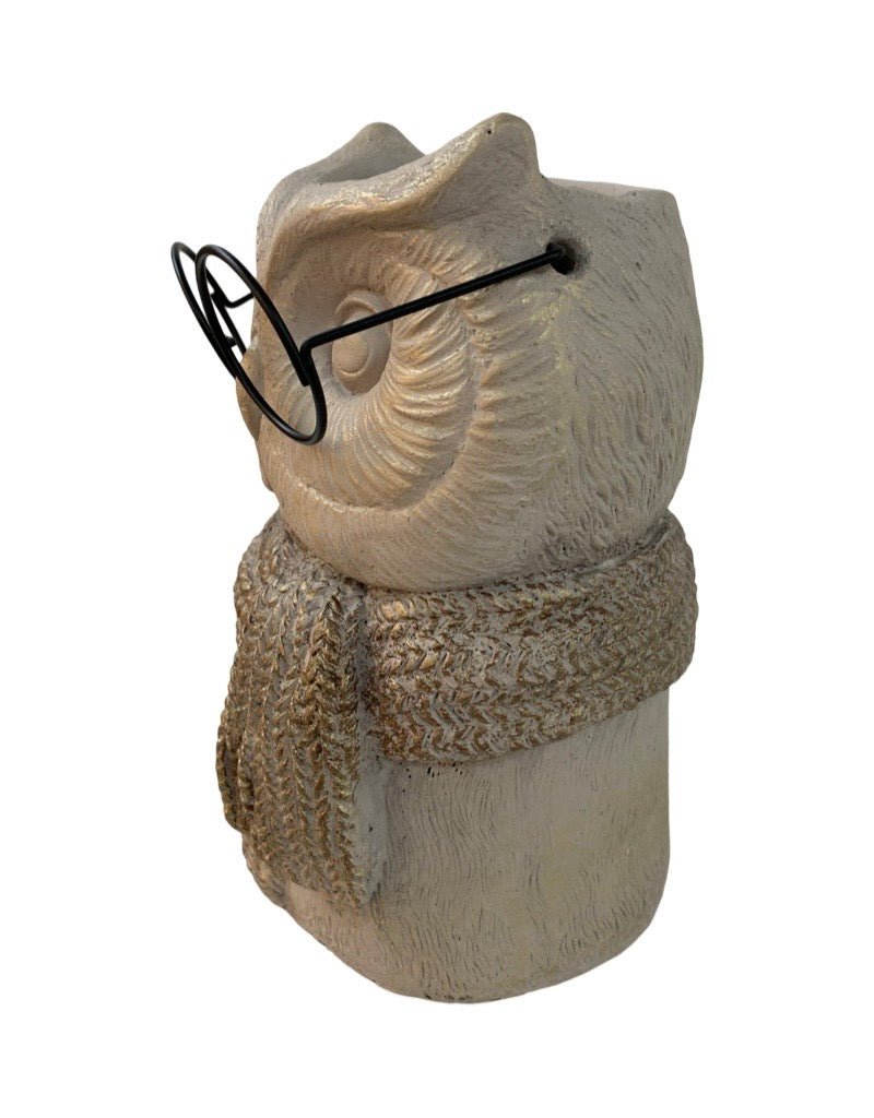 Concrete Pot with Glasses and Scarf - The Garden Corner
