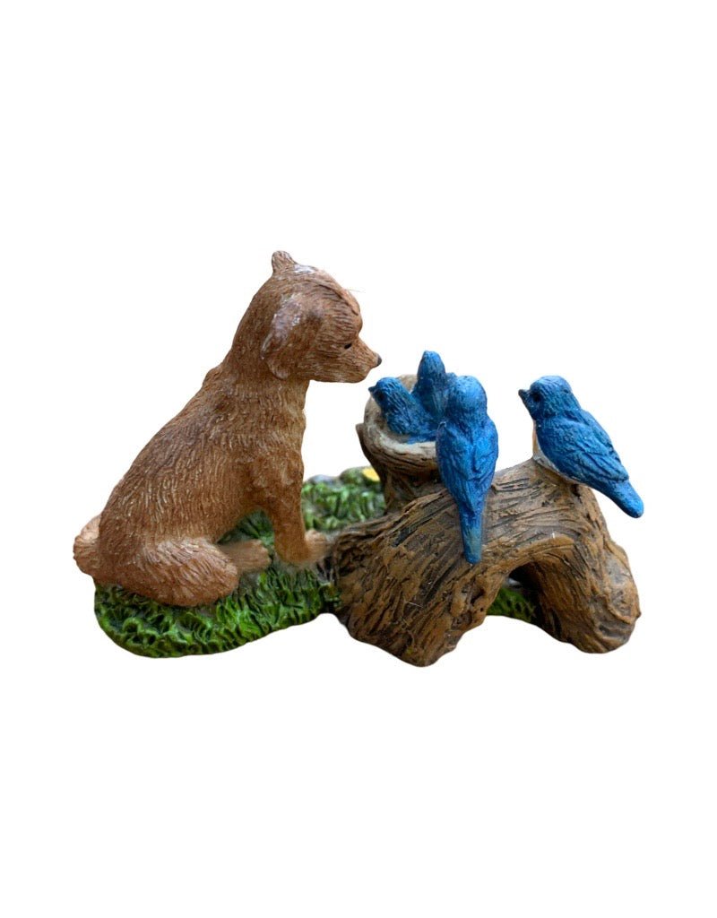Fairy Dog with Bluebirds - The Garden Corner