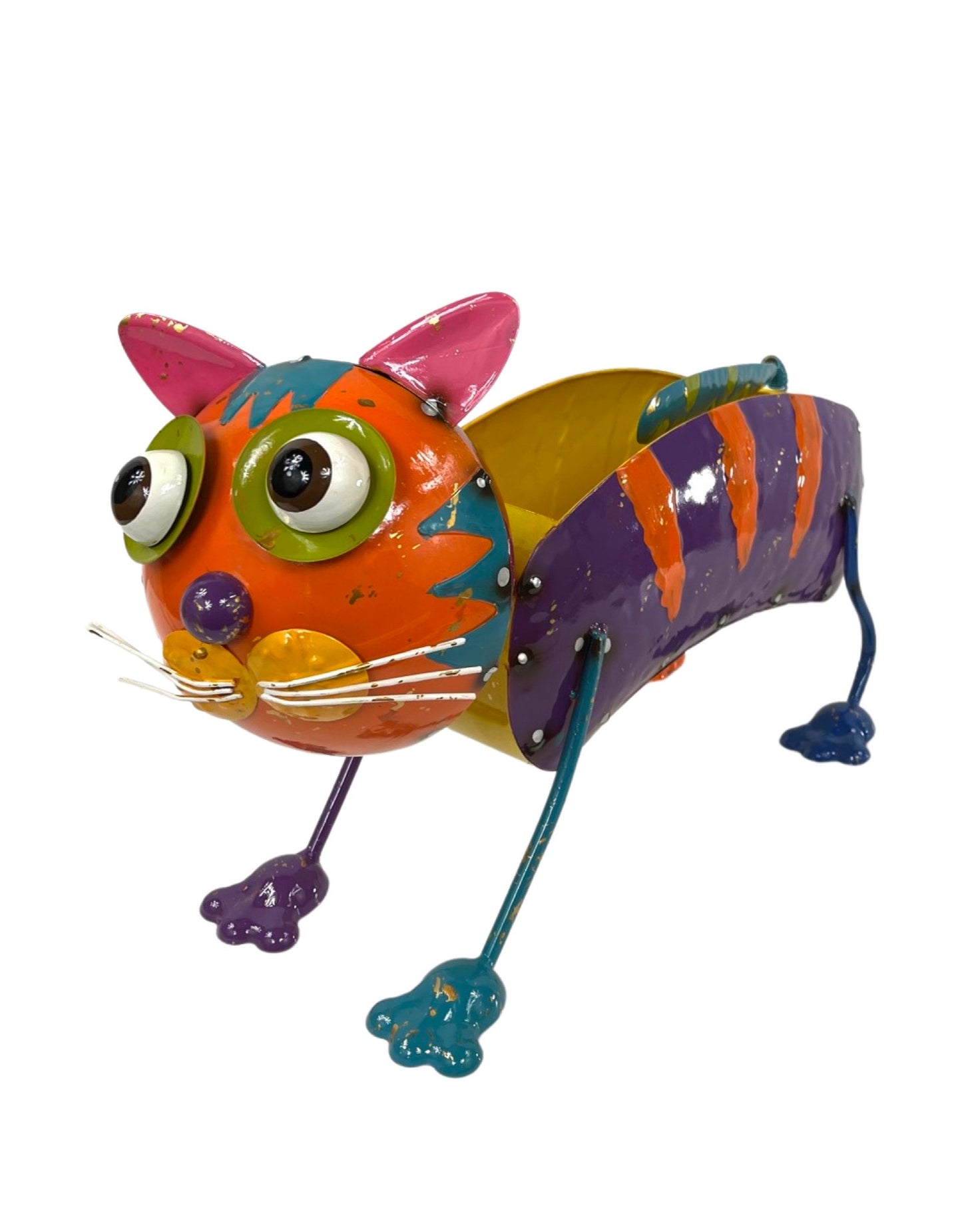 Enamel Metal Colorful Cat Planter - The Garden Corner