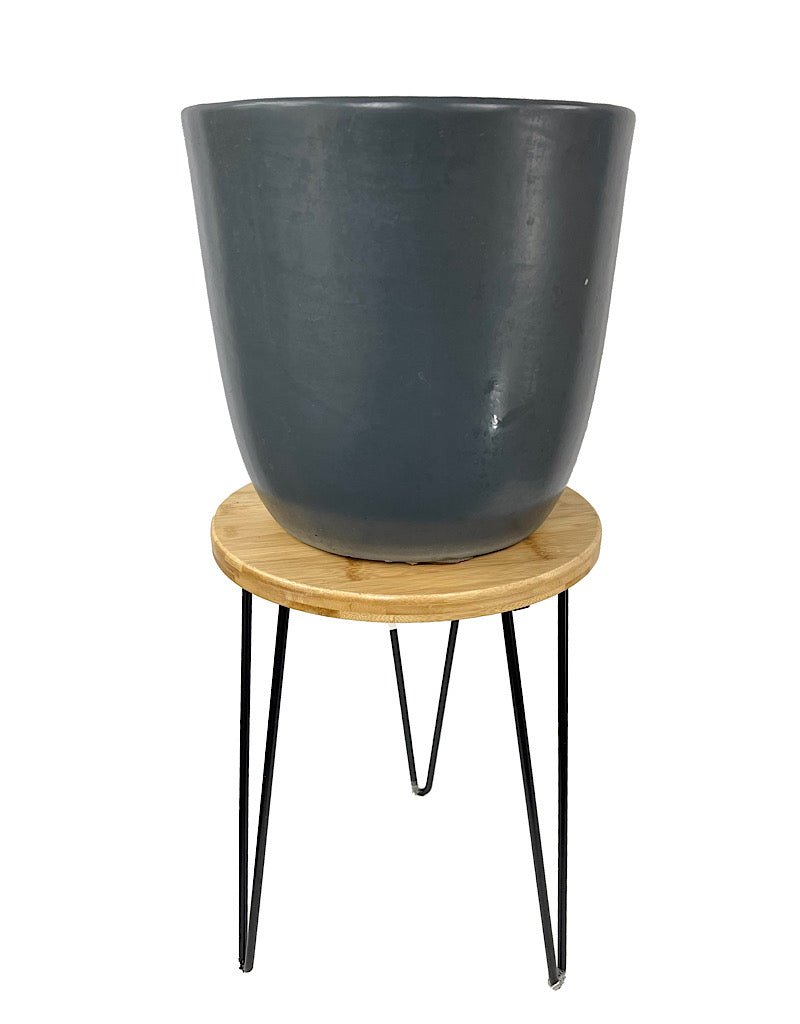 Wire and Bamboo Wood Plant Stand 16 Inch - The Garden Corner