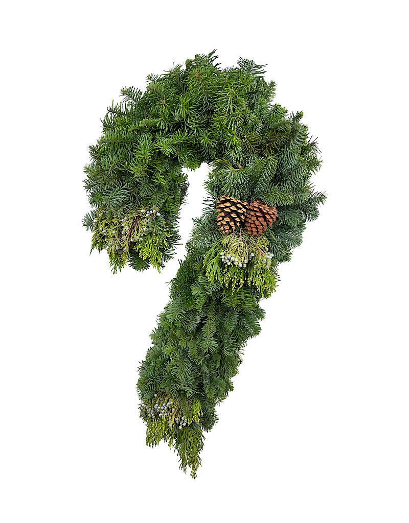 Holiday Greenery Wreath Candy Cane