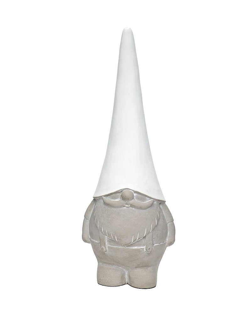 Concrete White Hat Gnome - The Garden Corner