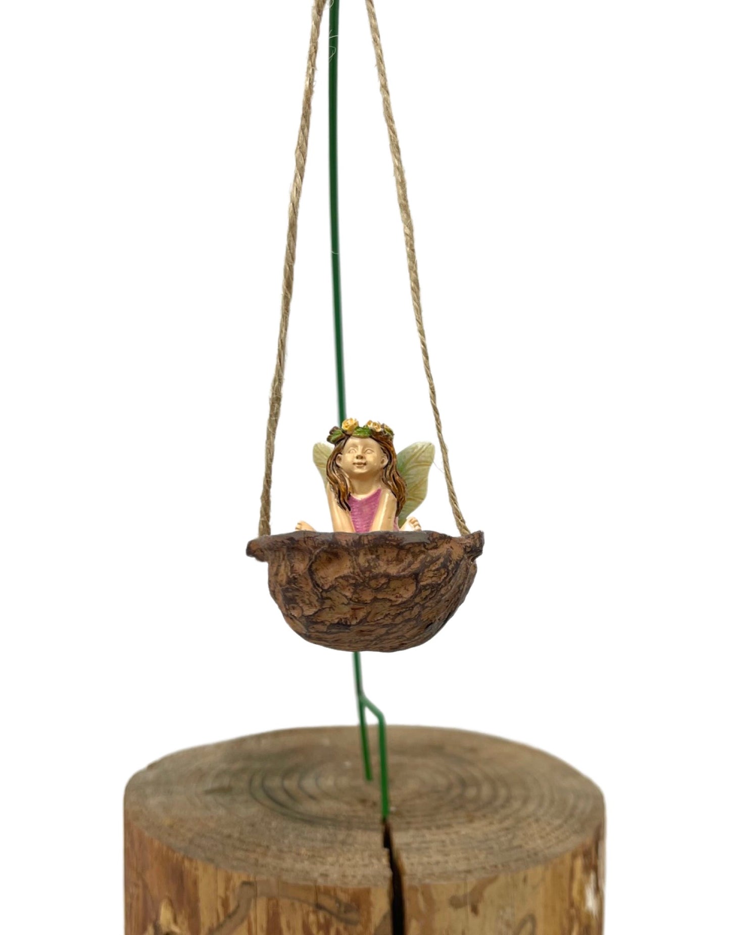 Fairy Swinging in Walnut with Hook - Outdoor Living