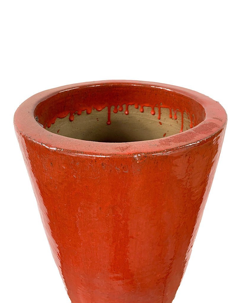 Tall Cone Pot Chili Red - The Garden Corner