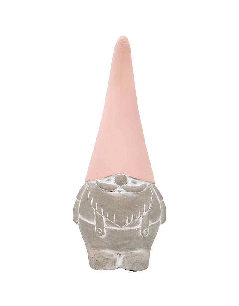 Concrete Pink Hat Gnome - The Garden Corner