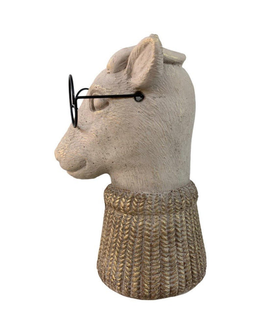 Concrete Pot with Glasses and Scarf - The Garden Corner