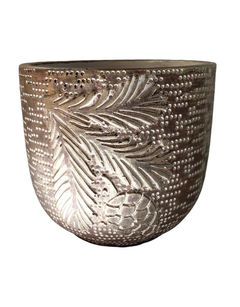 Concrete Gold Pinecone Pot - The Garden Corner