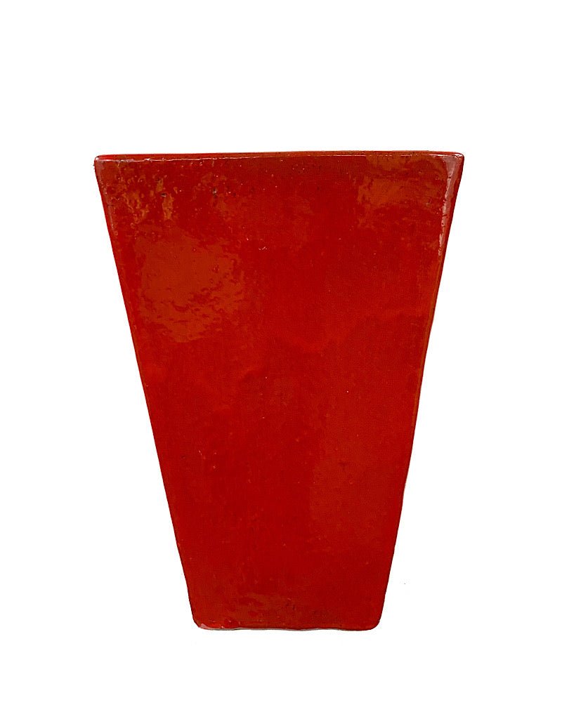 ceramic red planter pot Tall Square Pot Red – The Garden Corner