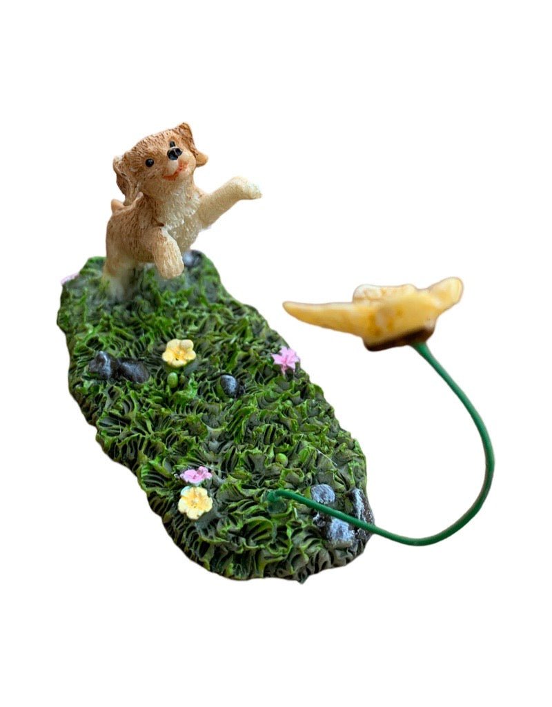 Fairy Dog Chasing Butterfly - The Garden Corner