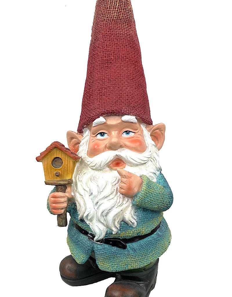 Gnome Holding Birdhouse - The Garden Corner