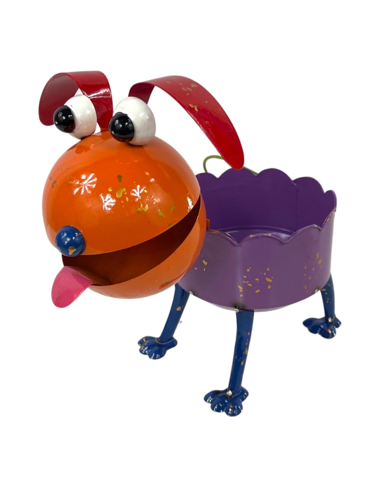 Enamel Metal Colorful Dog Planter - Outdoor Living