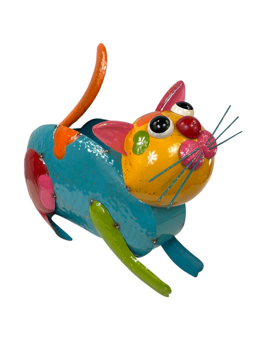 Enamel Metal Colorful Cat Planter Extra Large - The Garden Corner
