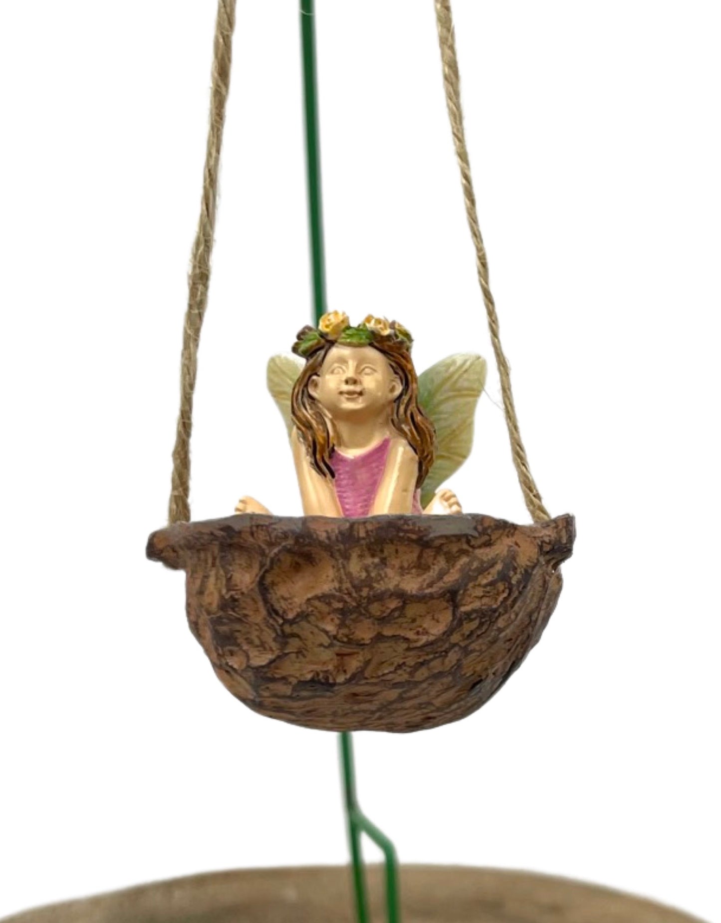 Fairy Swinging in Walnut with Hook - The Garden Corner
