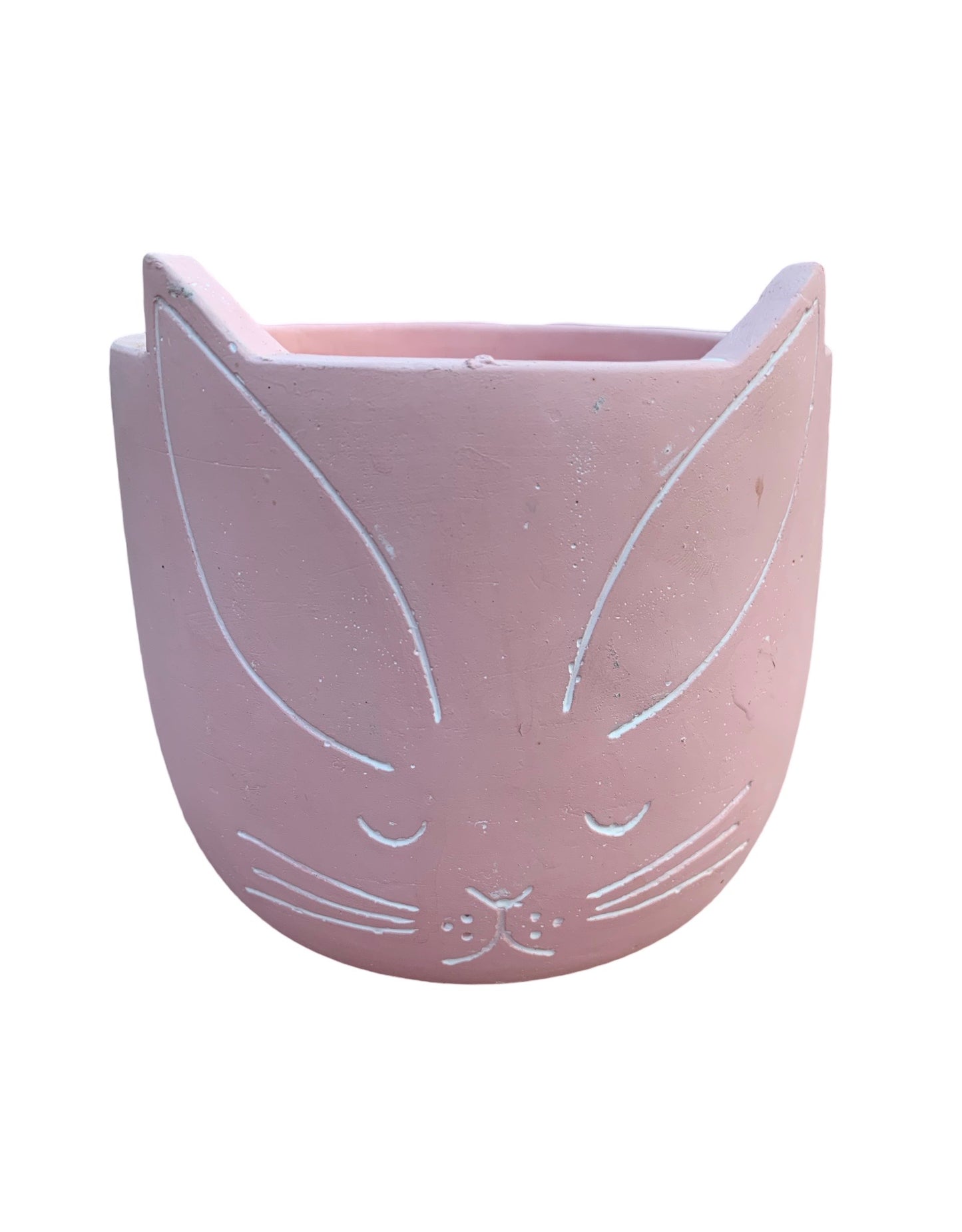 Etched Bunny Face Pot - Pottery