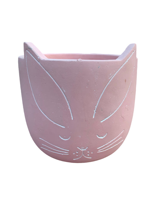 Etched Bunny Face Pot - Pottery