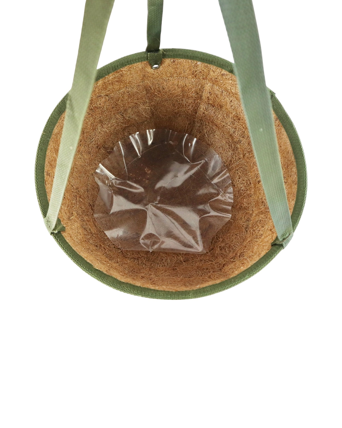 Woven Coco Hanging Basket/Green Trim - Outdoor Living