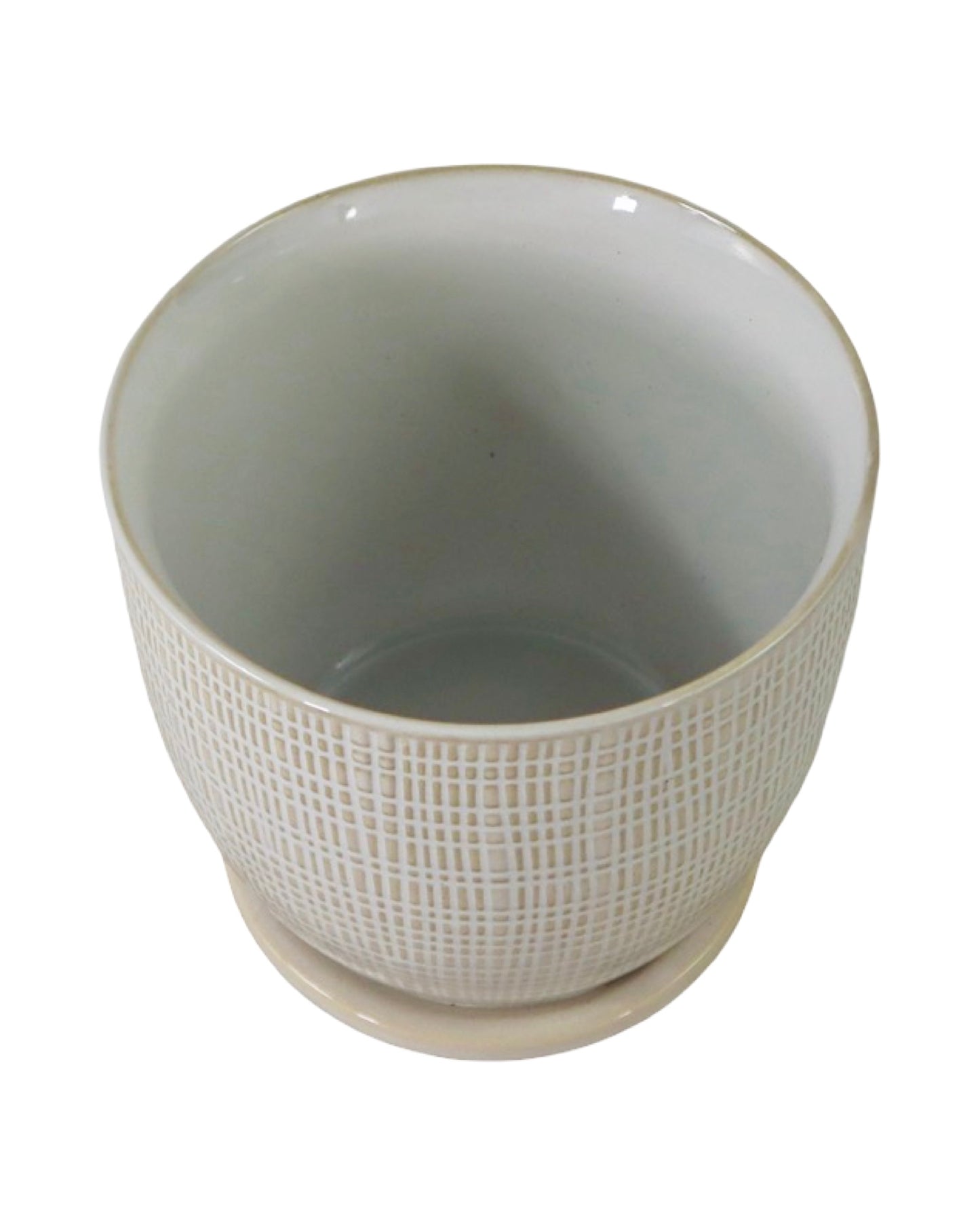 Etched Planter/Attached Saucer - Pottery