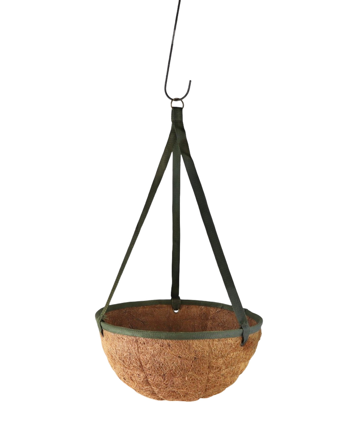 Woven Coco Hanging Basket/Green Trim - Outdoor Living