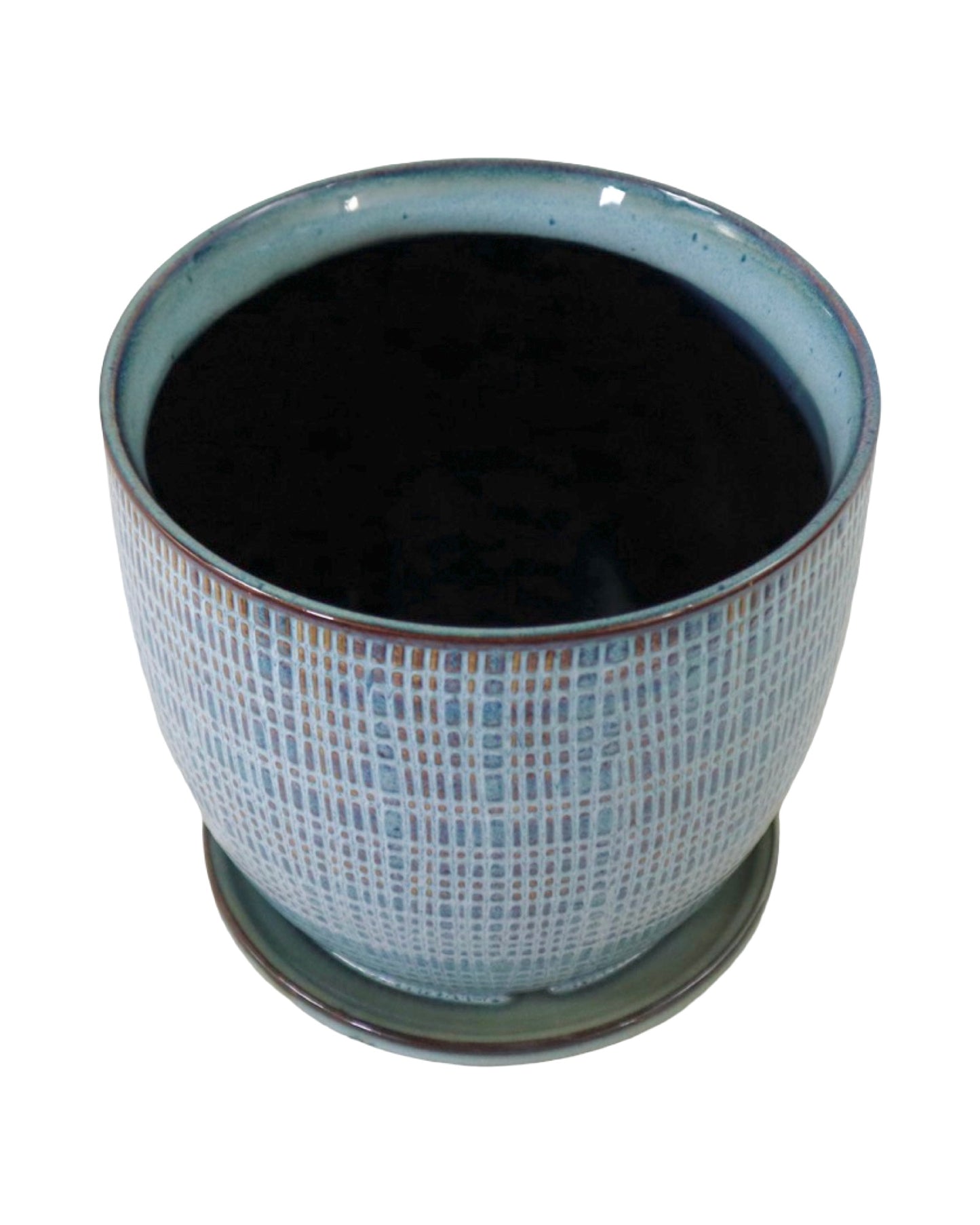 Etched Planter/Attached Saucer - Pottery