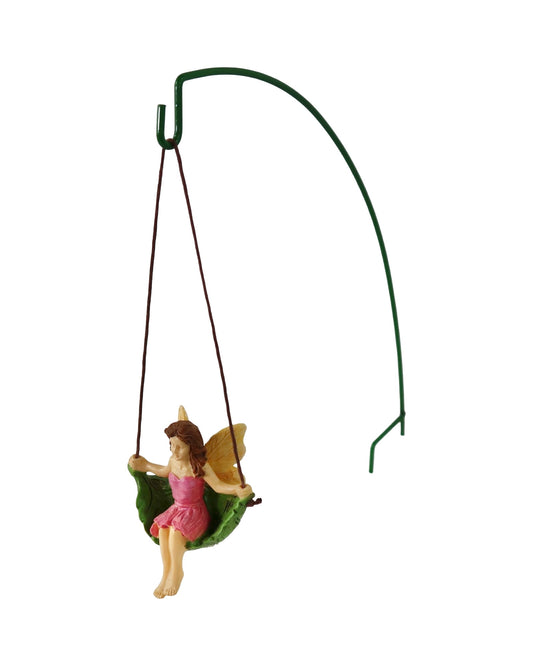 Fairy Swinging in Leaf w/Hook - Outdoor Living