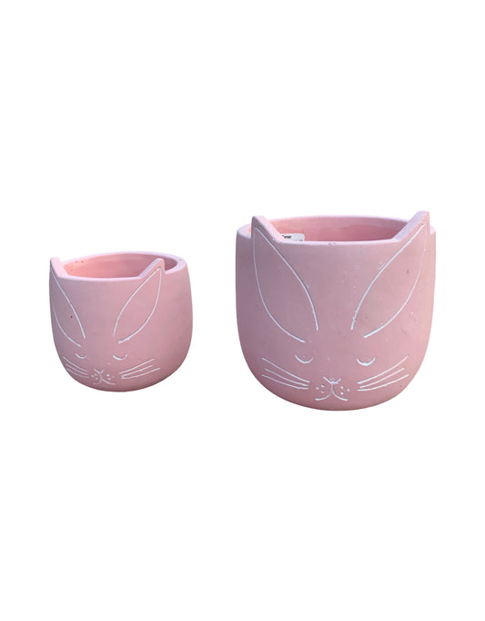 Etched Bunny Face Pot - Pottery