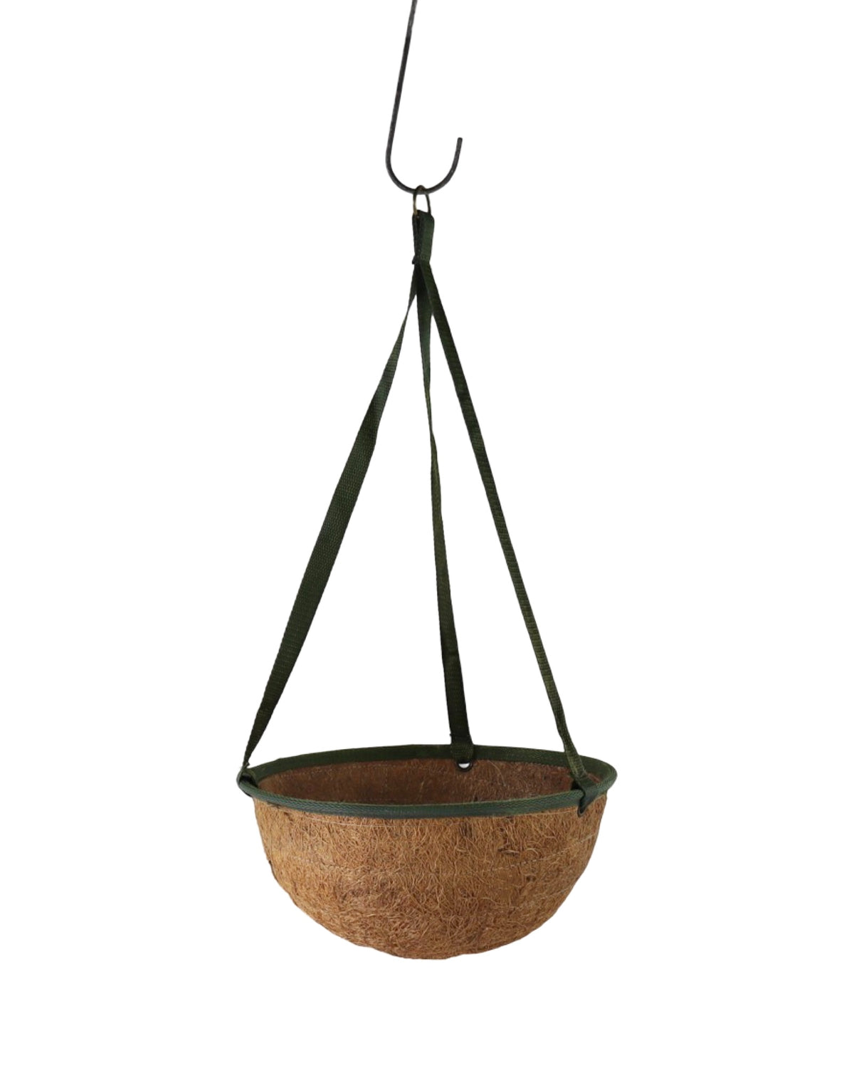 Woven Coco Hanging Basket/Green Trim - Outdoor Living