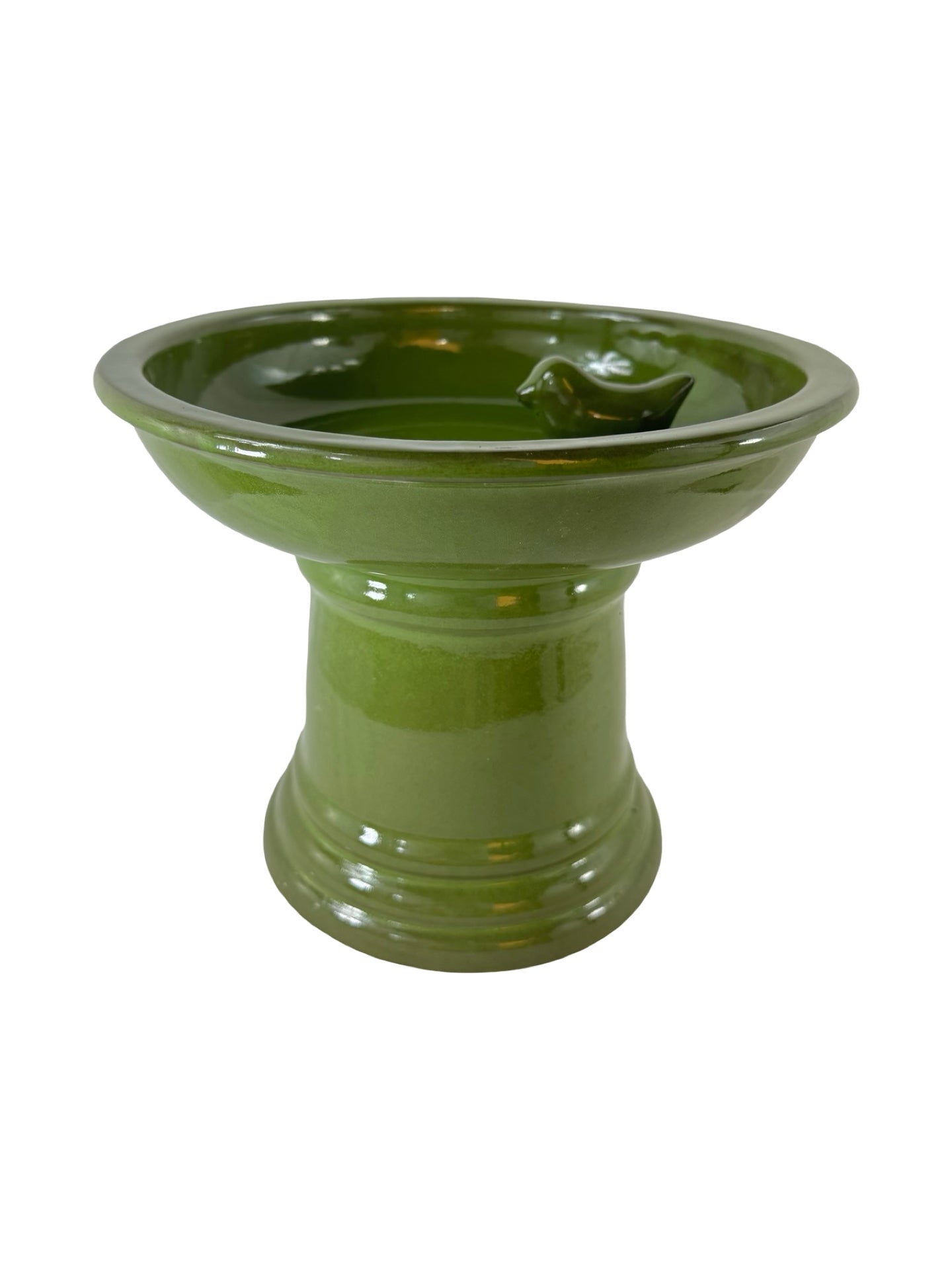 Ceramic Bird Bath, Footed - Wild Bird