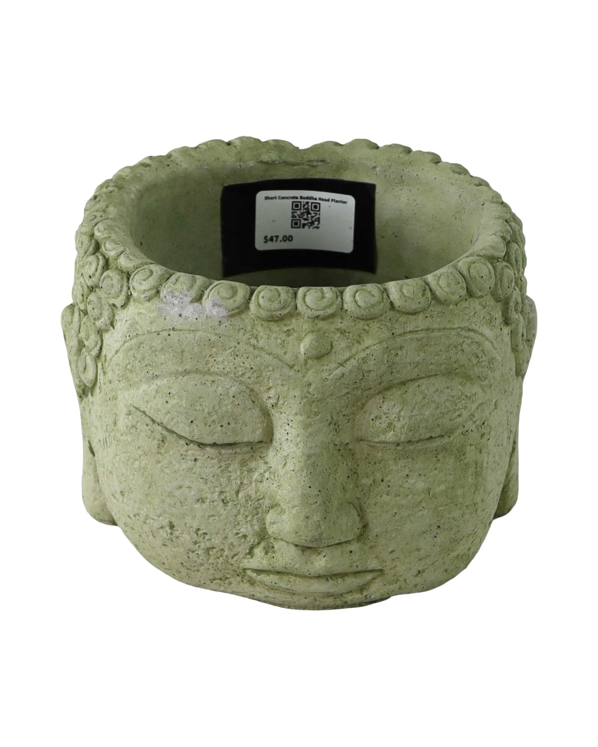 Short Concrete Buddha Head Planter - Pottery