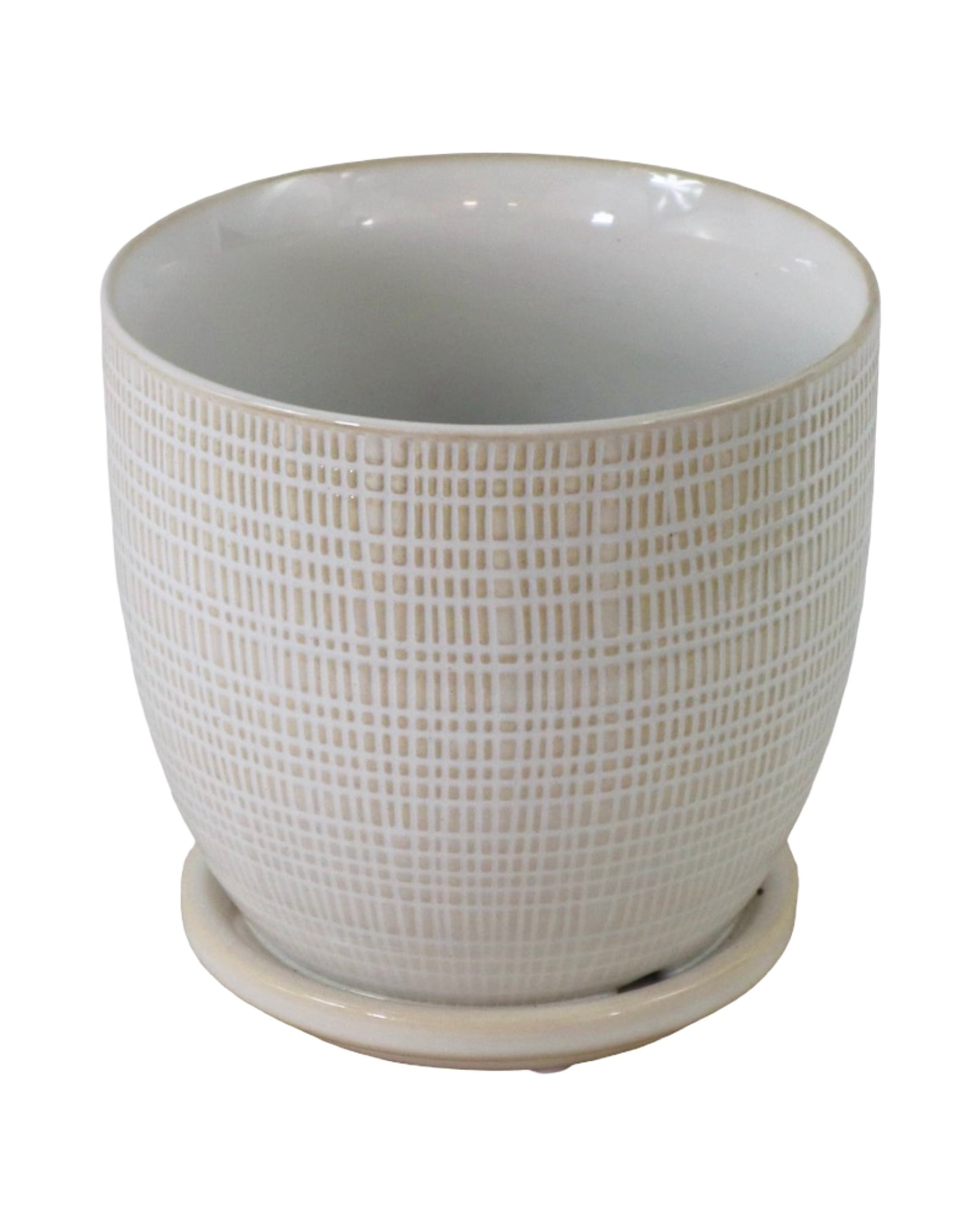 Etched Planter/Attached Saucer - Pottery
