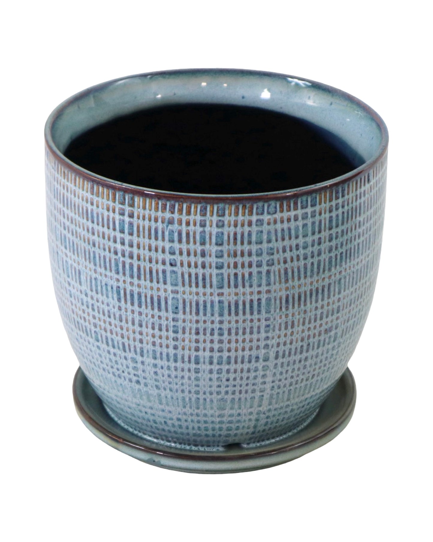 Etched Planter/Attached Saucer - Pottery
