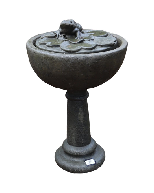 Frog Fountain on Pedestal - Outdoor Living