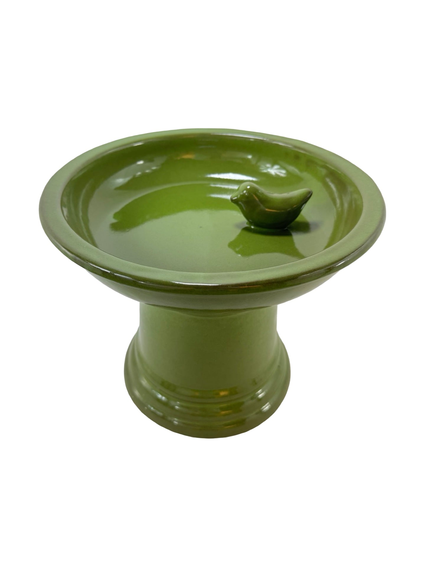 Ceramic Bird Bath, Footed - Wild Bird