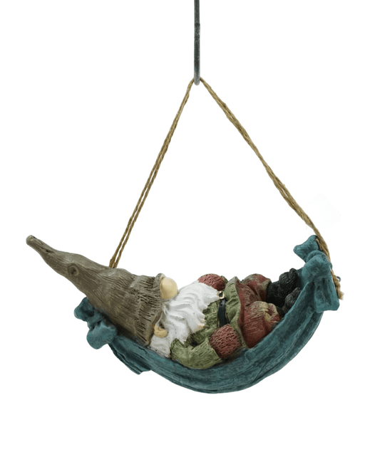 Resin Gnome in Hammock - The Garden Corner