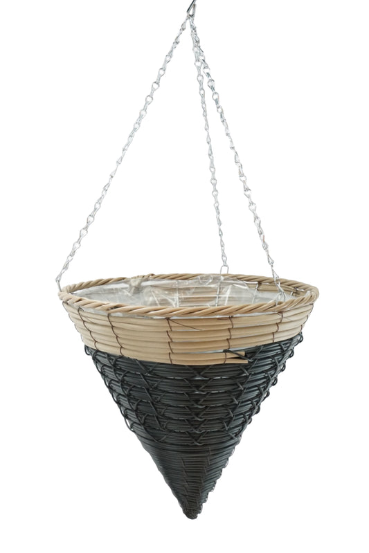 Hanging Cone Basket Tan/Black