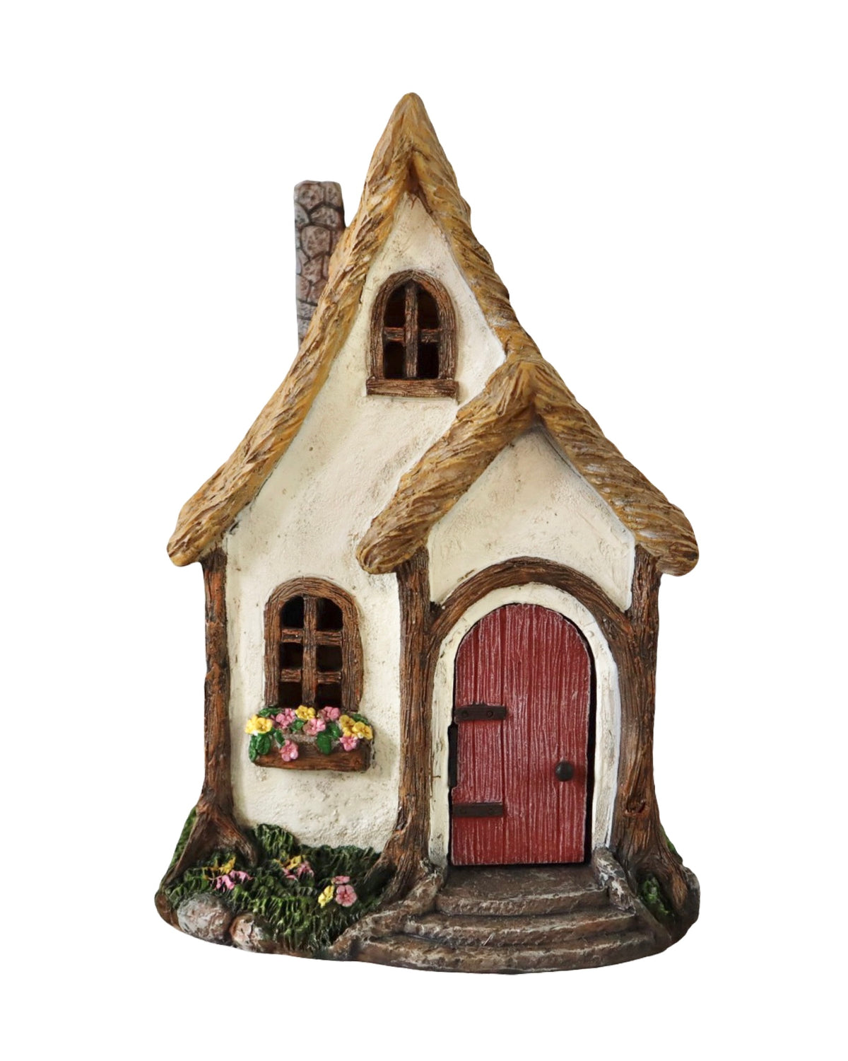 Fairy House Thatched Roof, Red Door - Outdoor Living