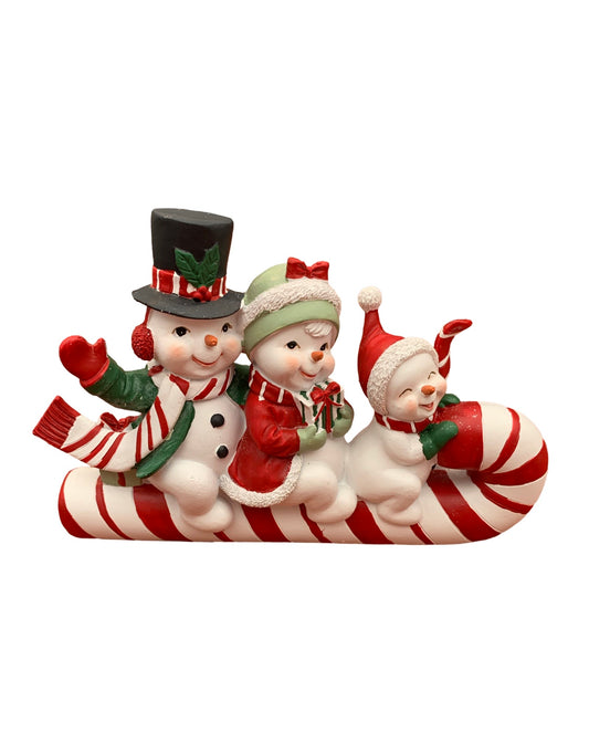Snowman Family on Candy Cane - The Garden Corner